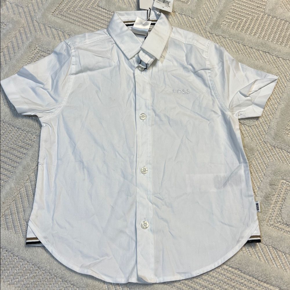 BOSS - Cotton Oxford Embroidered Logo Regular Fit Dress Shirt - Picture 2 of 7